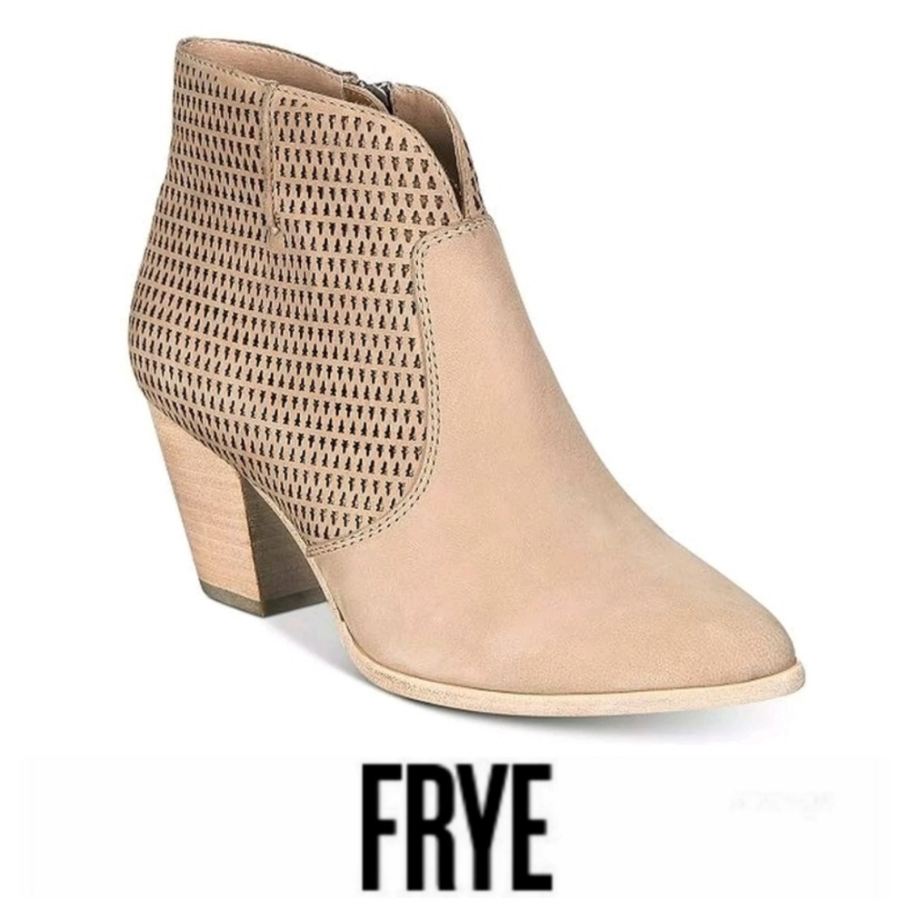 Pretty Perforated Frye Blush Leather Booties - Picture 1 of 7